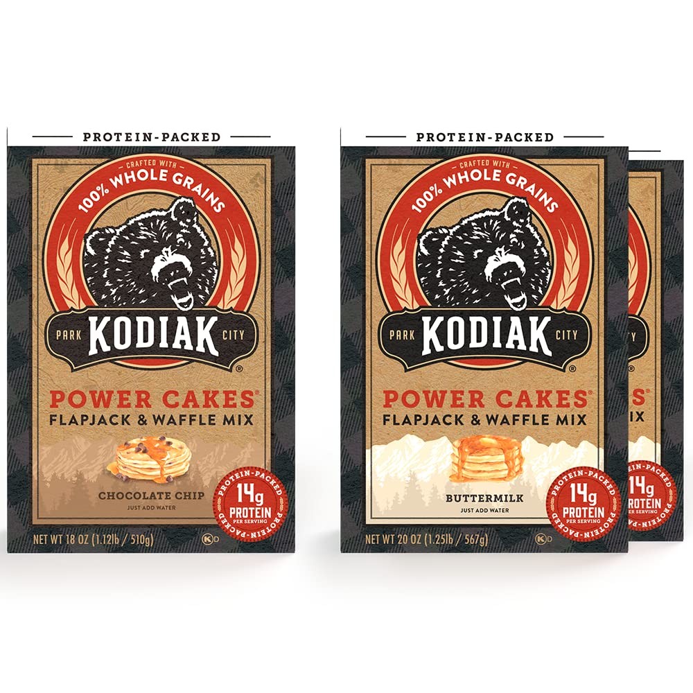 Kodiak Power Cakes Variety Pack Buttermilk and Chocolate Chip Pancake Mixes