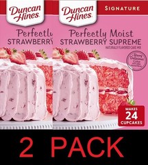 Duncan Hines Perfectly Moist STRAWBERRY SUPREME Cake Mix 15.25 oz Box – 2 PACK