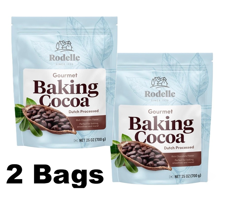 Rodelle Gourmet Baking Cocoa Dutch Processed Rich Chocolate 25oz 709g (2 Bags)