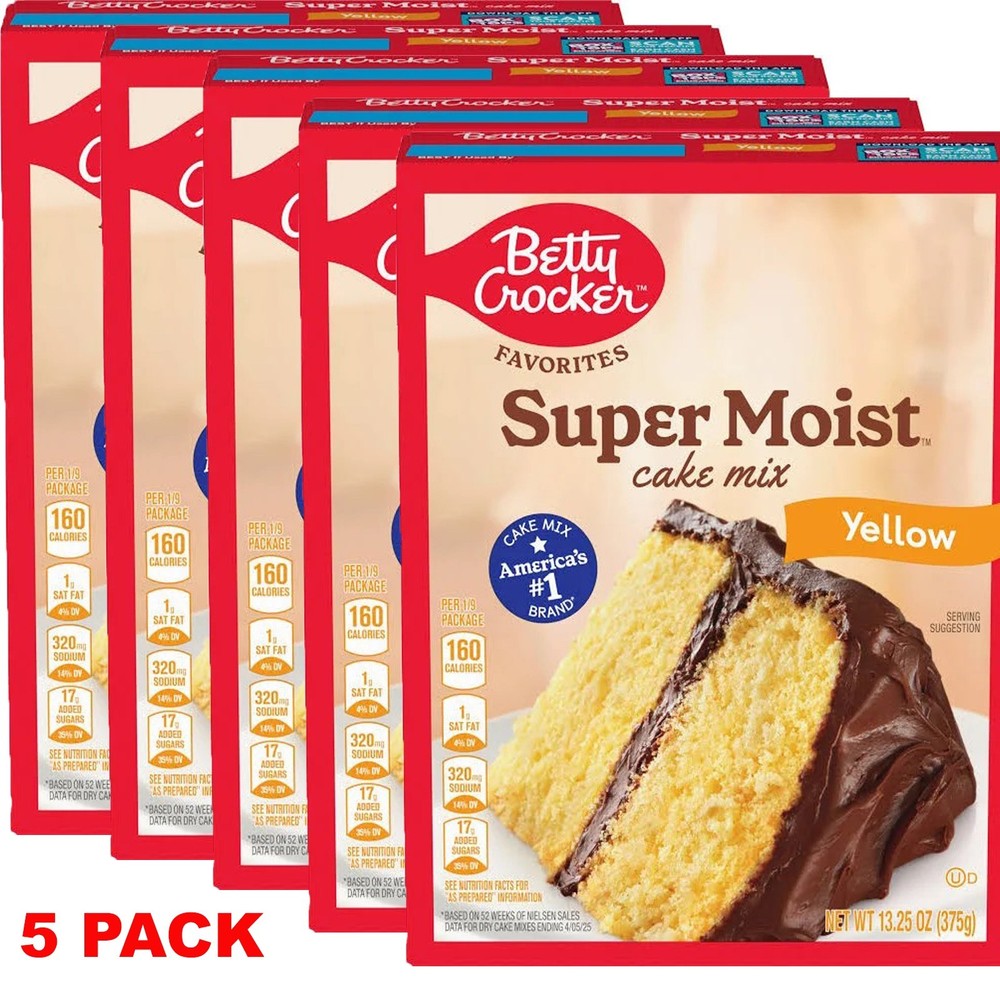 5x Betty Crocker Favorites Super Moist Yellow Cake Mix 13.25 oz Box – 5 PACK