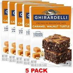 Ghirardelli Premium Brownie Mix CARAMEL WALNUT TURTLE Chocolate 18.50oz – 5 PACK