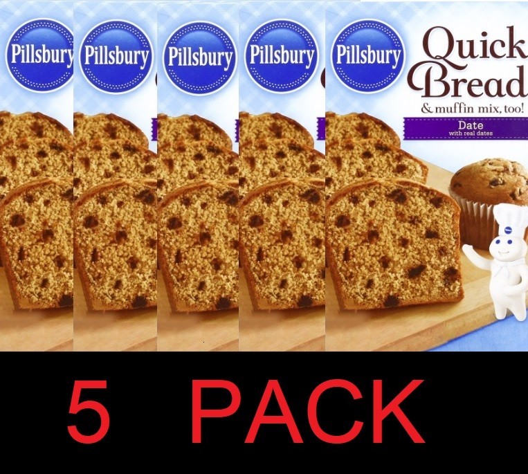 Pillsbury DATE BREAD Quick Bread & Muffin Mix too 16.6 oz Box – 5 PACK