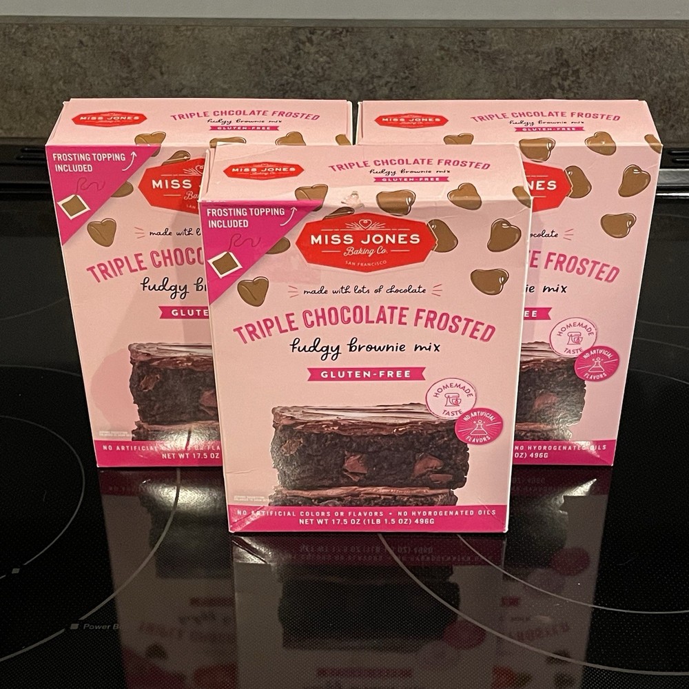 3X Miss Jones Baking Gluten Free Triple Chocolate Frosted Fudge Brownie Mix X3