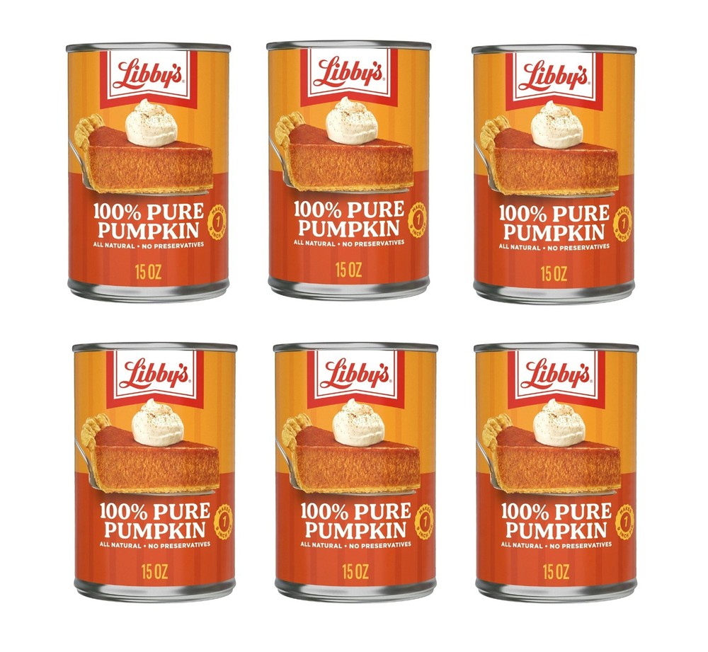 Libby’s 100% Pure Pumpkin Puree – 6 Pack (15 oz Cans) | All-Natural, Non-GMO
