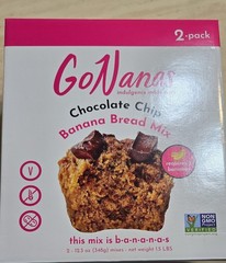 GoNanas NO GMO, Gluten Free Chocolate Chip Banana Bread Mix, 12.3 oz, 2 Packs