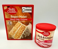 Betty Crocker Cherry Chip Cake Mix and Cherry Frosting Bundle. Expires 2027