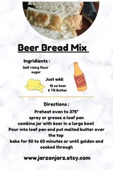 Beer Bread Mix easy prep savory shelf stable 32oz mason jar bread mix JarzOnJarz