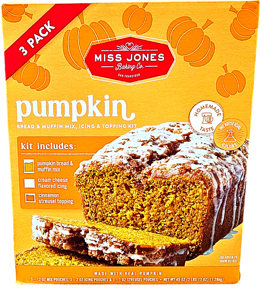 Miss Jones Pumpkin Bread Mix 3 x 15 Ounce Bags EXP 07/2027