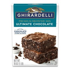 GHIRARDELLI PREMIUM ULTIMATE CHOCOLATE CHIPS SYRUP BROWNIE MIX 19 oz Box –8 PACK