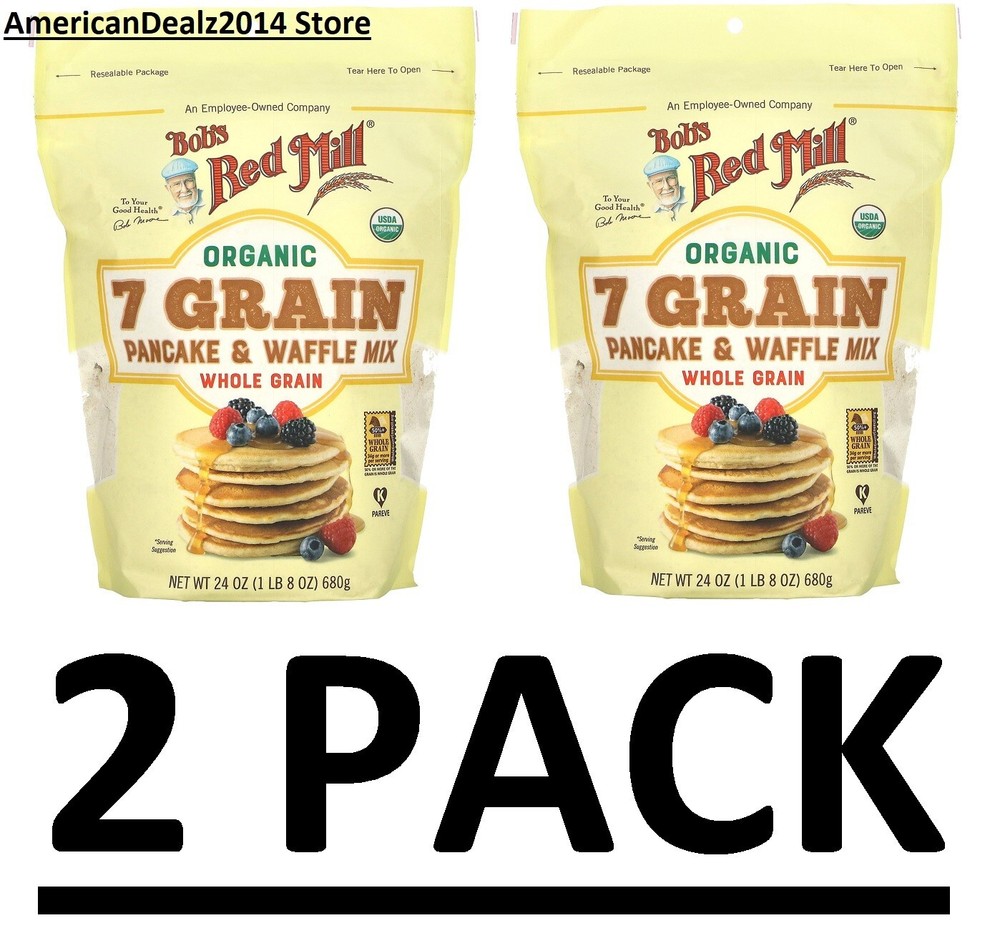 2 PACK – Bob’s Red Mill Organic 7 Grain Pancake & Waffle Mix 24 oz EXP: 05/2024