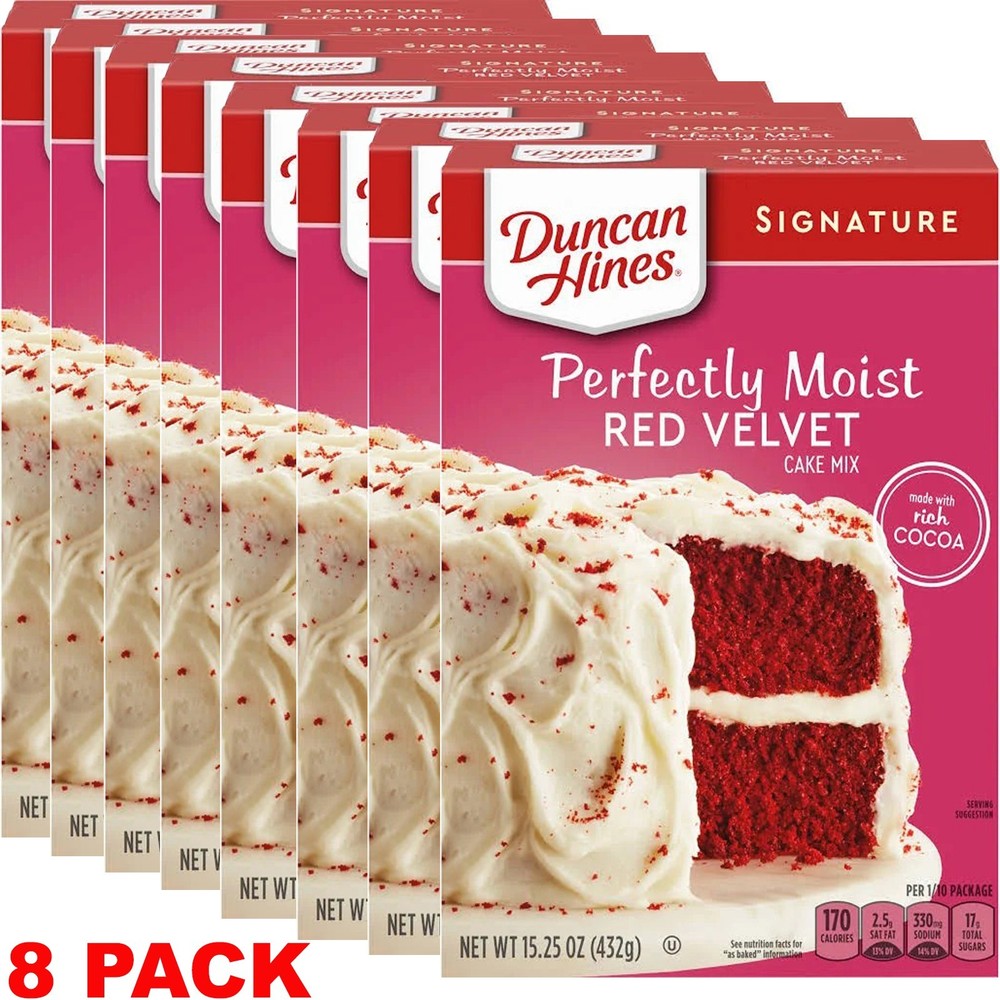 DUNCAN HINES Perfectly Moist RED VELVET Cake Mix 15.25 oz Box – 8 PACK
