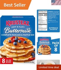 Versatile Buttermilk Pancake & Waffle Mix – Light & Fluffy, 32 oz Boxes x 8