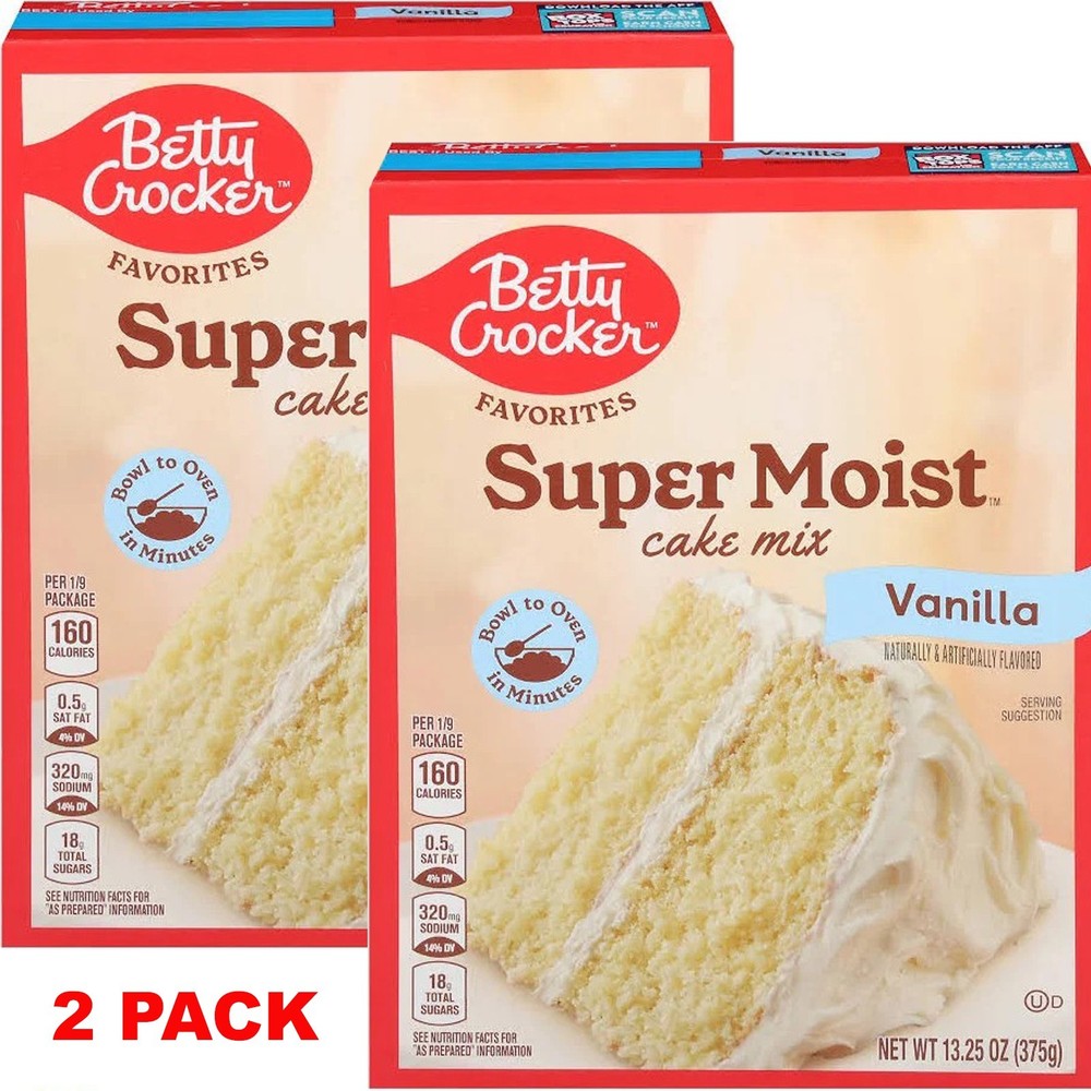 2x Betty Crocker Favorites SUPER MOIST Vanilla Cake Mix 13.25 oz Box – 2 PACK