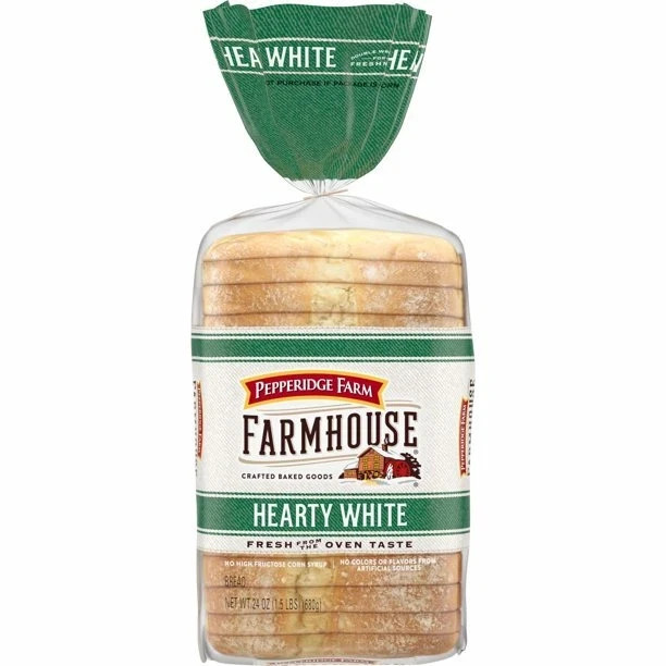 2 Loaves – PEPPERIDGE FARM FARMHOUSE Hearty White Bread 24oz each – 2 Loaves