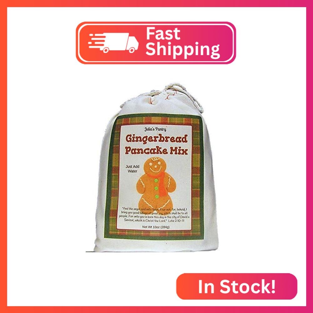 Gingerbread Pancake Mix, 10oz Cloth Gift Bag, Made from Scratch Recipe One Packa