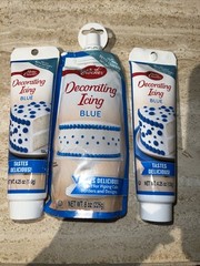 3 Betty Crocker BLUE Decorating Icing 2-4.25 Oz 1-8 Oz tubes Cake Desert *NEW*