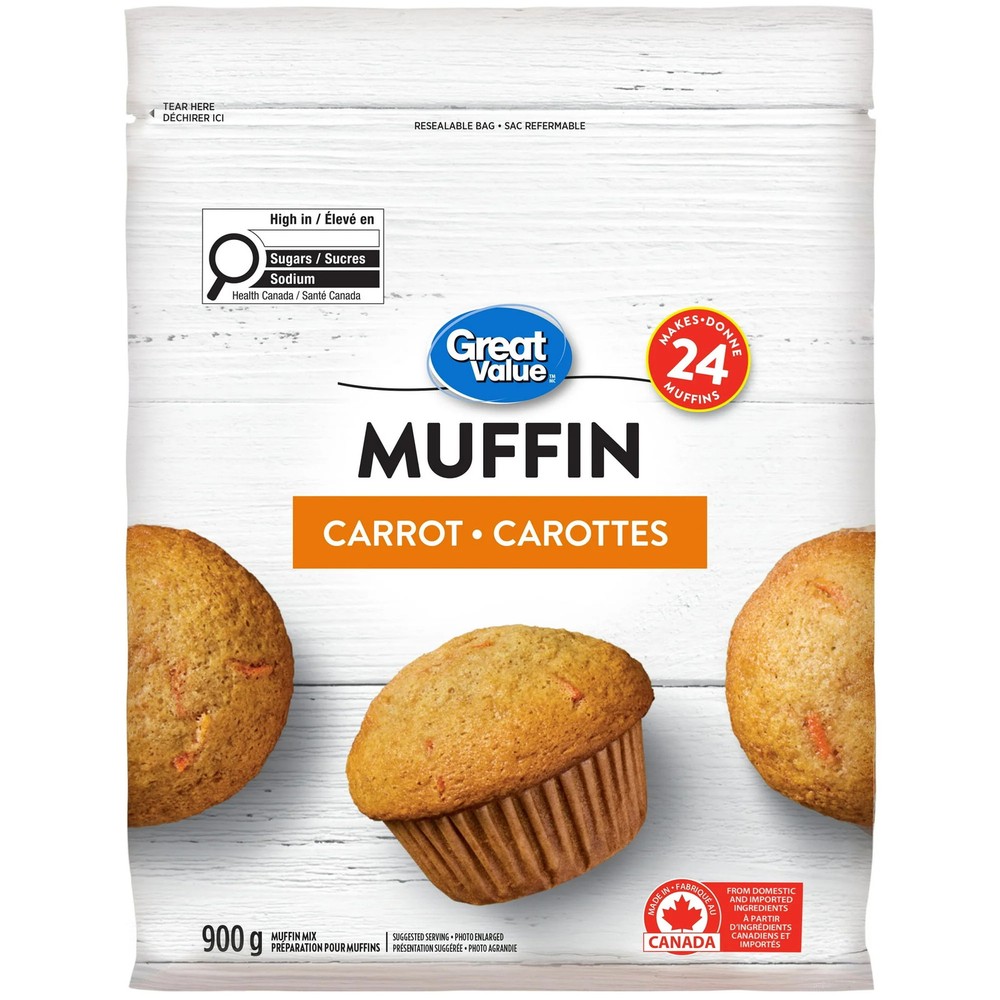 Great Value Carrot Muffin Mix, Makes 24 Muffins – 900g/31.7 oz