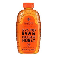 Nate’s 100% Pure, Raw & Unfiltered Honey – Award-Winning Taste, 32oz