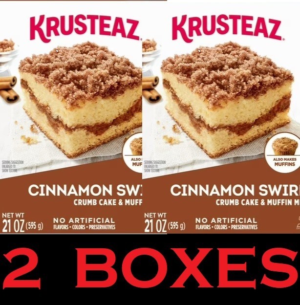 Krusteaz Cinnamon Swirl Crumb Cake & Muffin Mix 21 oz Box – 2 PACK
