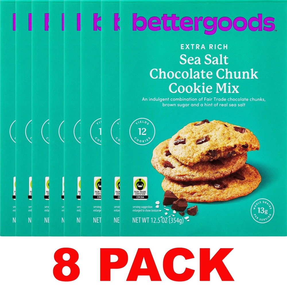 bettergoods Extra Rich Sea Salt Chocolate Chunk Cookie Mix 12.5 oz Box – 8 PACK