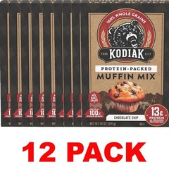 KODIAK Chocolate Chip MUFFIN MIX Protein Packed Whole Grains 14 oz Box – 12 PACK