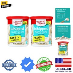 Whipped Fluffy White Flavored Frosting, 14 oz. Pack of 2