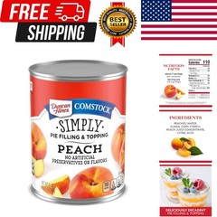 Comstock Peach Pie Filling and Topping, 21 oz. Pack of 8
