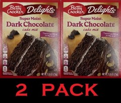 Betty Crocker Delights SUPER MOIST Dark Chocolate Cake Mix 13.25 oz Box – 2 PACK