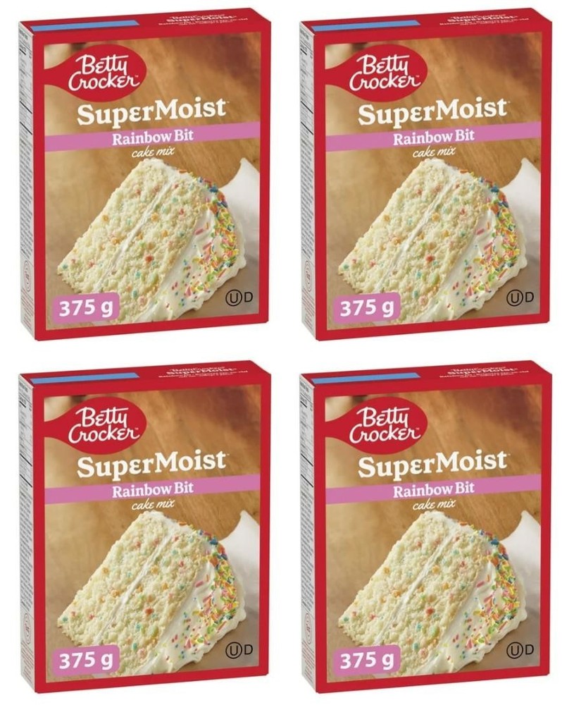 Betty Crocker Super Moist Rainbow Bit Cake Mix, 375g (4 Pack)