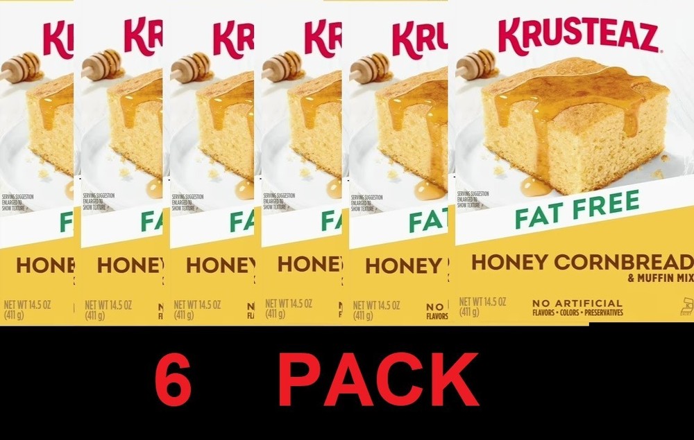 Krusteaz Honey Cornbread & Muffin Mix FAT FREE 14.5 oz Box – 6 PACK