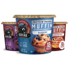 Kodiak Cakes Minute Muffin Cup Variety Pack – 100% Whole Grains, 12 Piece set