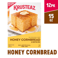 Krusteaz Honey Cornbread & Muffin Mix, 15 Oz Boxes, 12 Pack