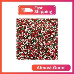 Christmas Jingle Mix Nonpareils, Red, Green and White Sprinkles, Bulk Size (1lb.