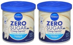 Pillsbury Zero Sugar Free Vanilla White Premium Frosting, 15 oz (2 Tubs) Icing
