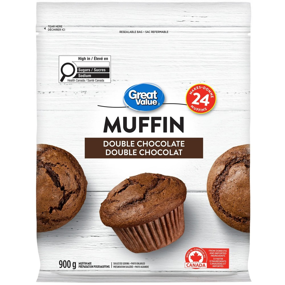 Great Value Double Chocolate Muffin Mix, Makes 24 Muffins – 900g/31.7 oz