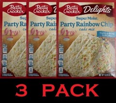Betty Crocker Delights SUPER MOIST Party Rainbow Chip Cake Mix 13.25 oz – 3 PACK