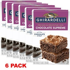 GHIRARDELLI PREMIUM Chocolate Supreme Syrup Brownie Mix 18.75 oz Box – 6 PACK