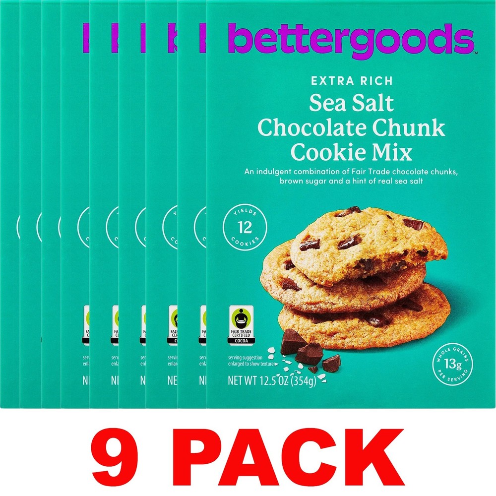 bettergoods Extra Rich Sea Salt Chocolate Chunk Cookie Mix 12.5 oz Box – 9 PACK