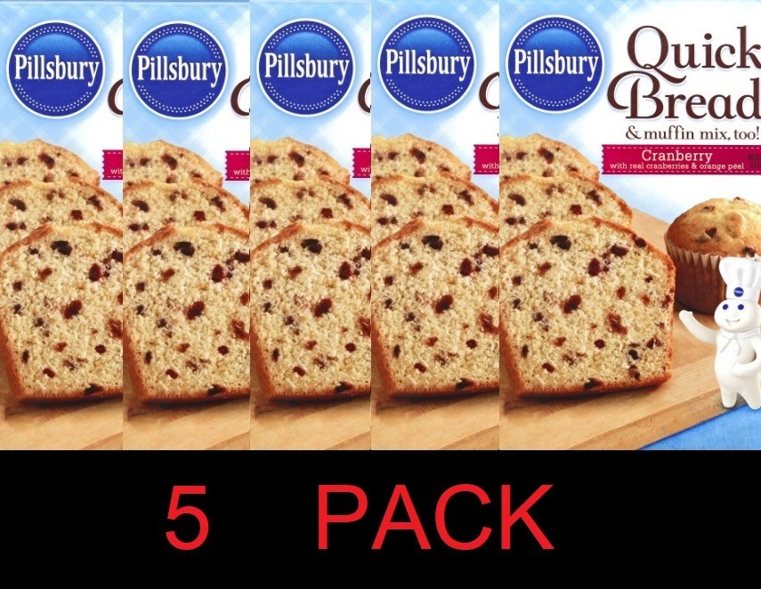 Pillsbury CRANBERRY Quick Bread & Muffin Mix too 15.6 oz Box – 5 PACK
