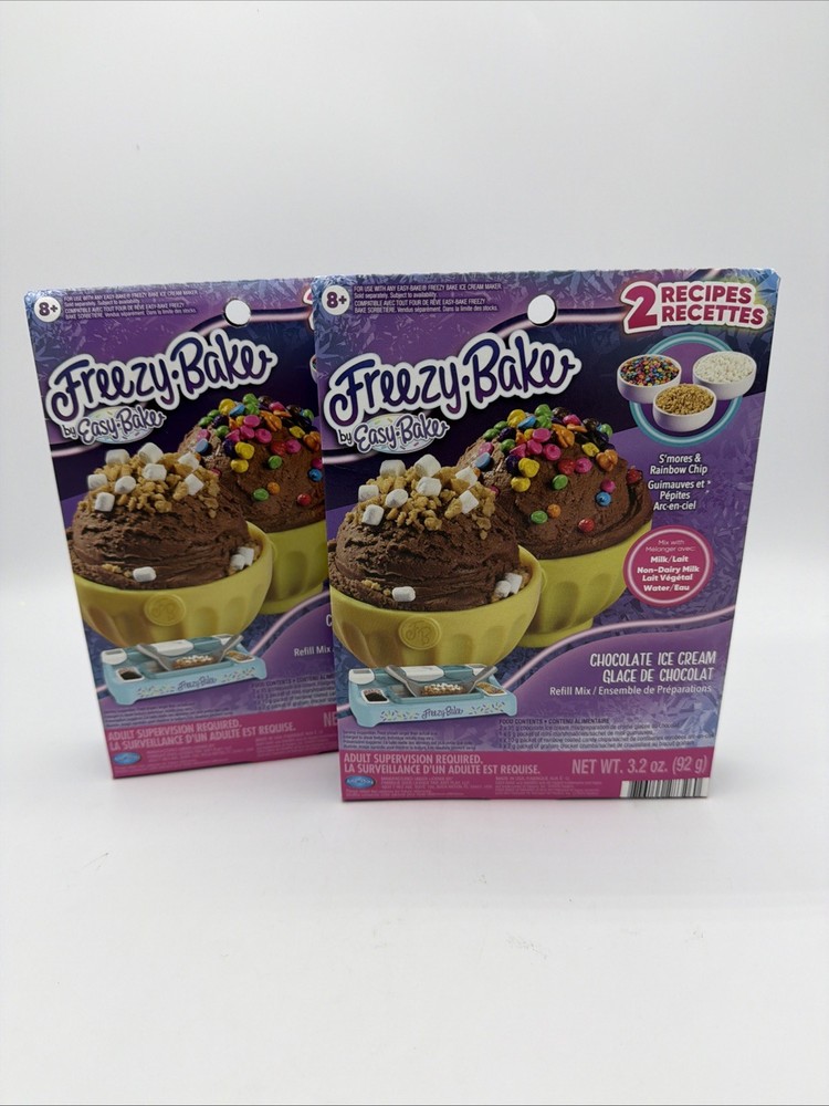 Freezy-Bake by Easy-Bake Chocolate Ice Cream Refill Mix, 2 Smores & Rainbow chip