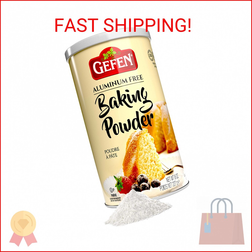 Gefen Baking Powder, 8oz Resealable Container, Gluten Free, Aluminum Free, Corns
