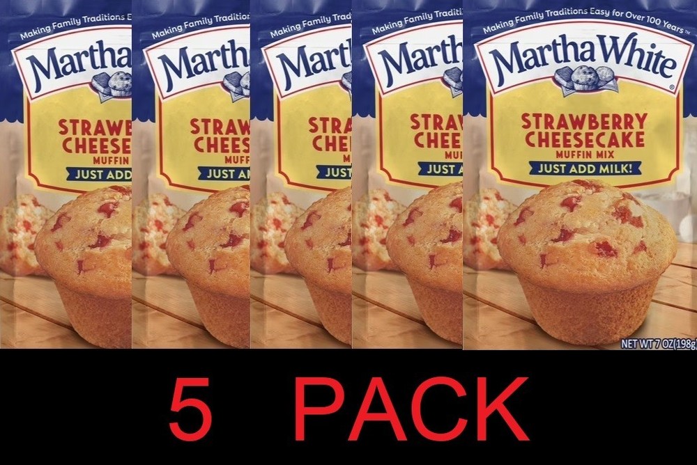Martha White Strawberry Cheesecake Muffin Mix Just add Milk 7 oz Packet – 5 PACK