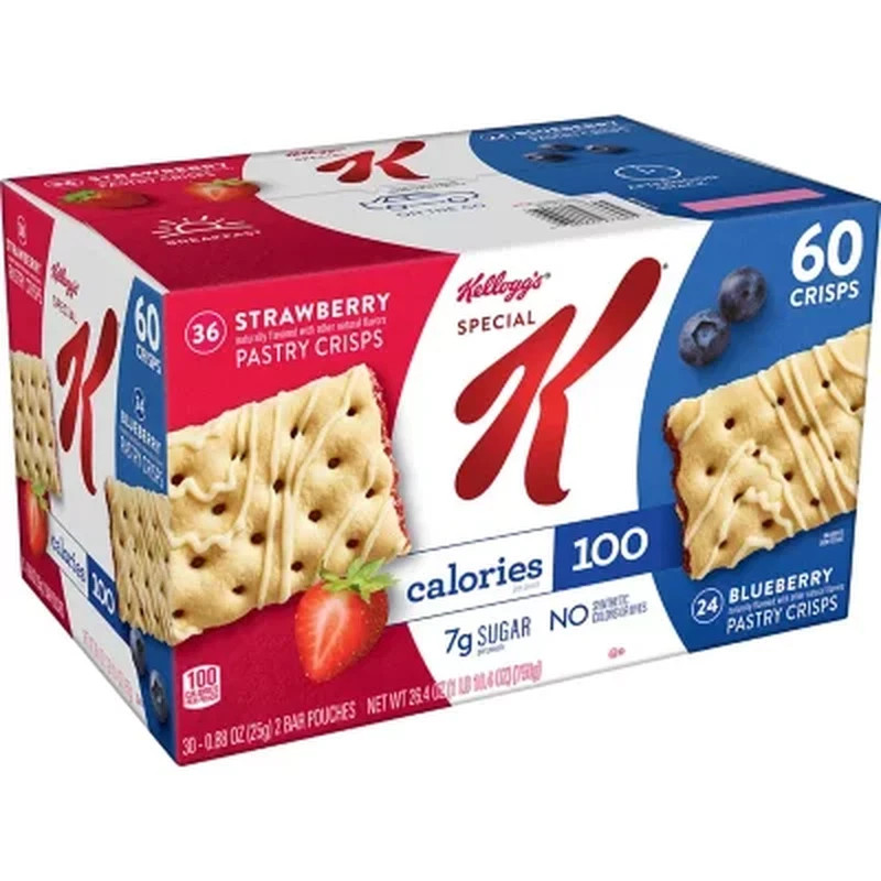 Special K Pastry Crisps, Strawberry & Blueberry, 60 Count