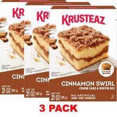 KRUSTEAZ Cinnamon Swirl Crumb Cake & Muffin Mix 21 oz Box – 3 PACK