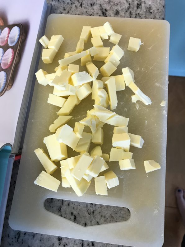 Cubed butter mixes quicker